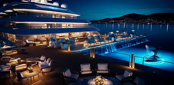 Yacht deck night view