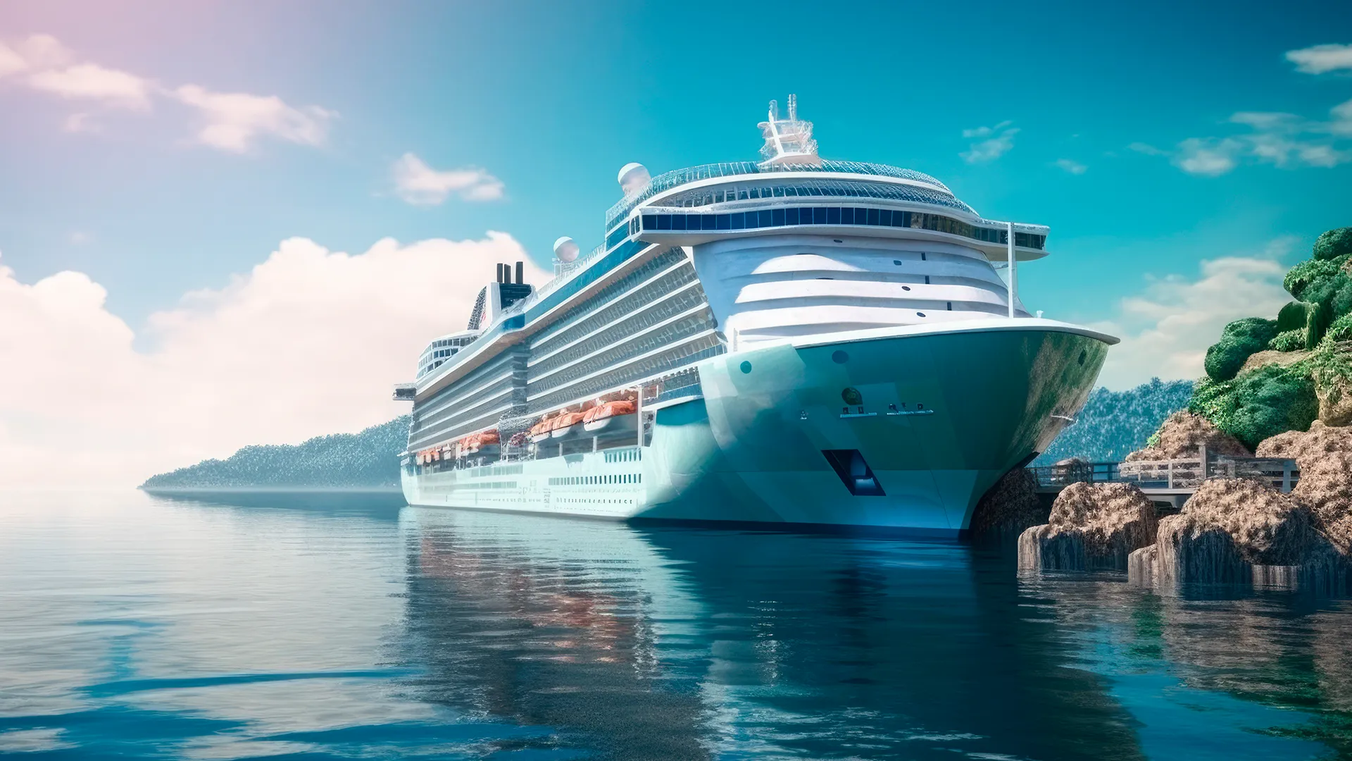 Cruise ship ocean view